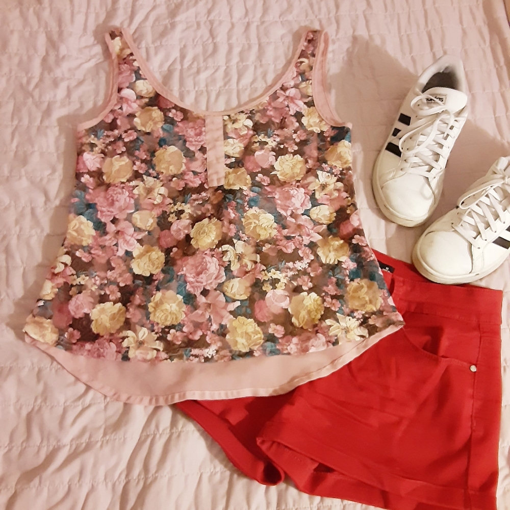 Rose lace tank top